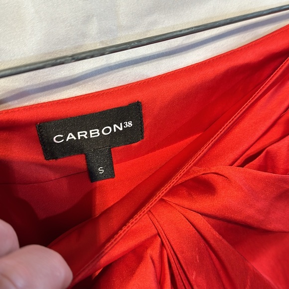 Carbon38 wrap midi skirt sz Small S red Chili lined below knee dressy or casual - Picture 4 of 9
